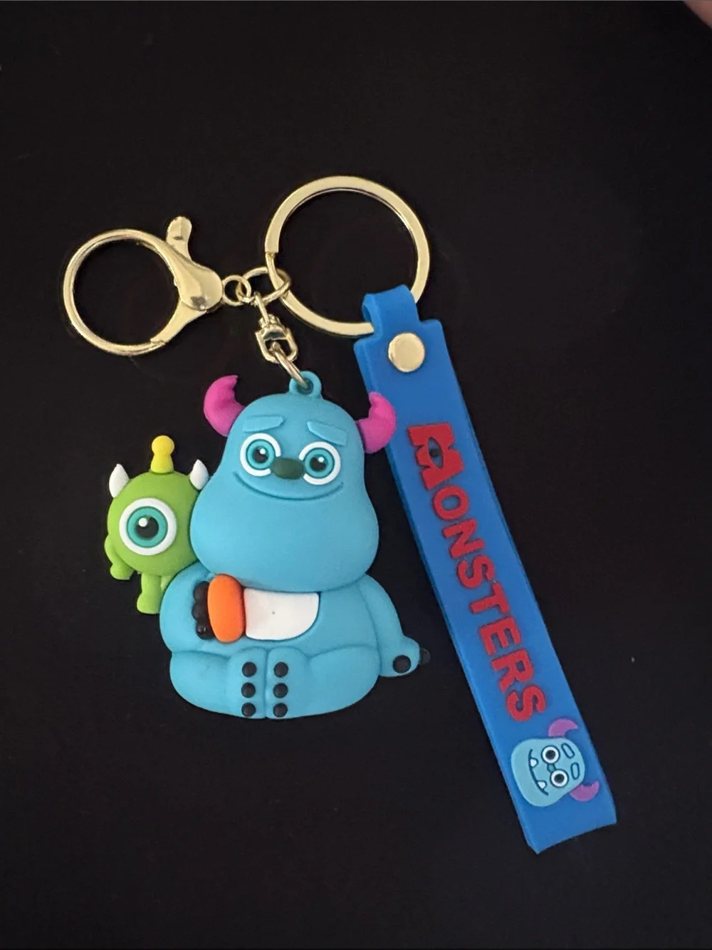 Blue Monsters Inc Sulley and Mike Silicone Keychain Bag Charm with Strap